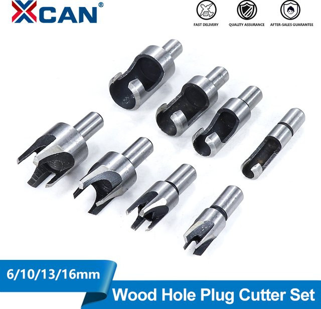 XCAN 8-teiliges Holzstopfen-Schneider-Bohrer-Set mit rundem Schaft, Klaue und konischem Bohrer für die Holzbearbeitung, Durchmesser: 6 mm, 10 mm, 13 mm, 16 mm - Bild 1