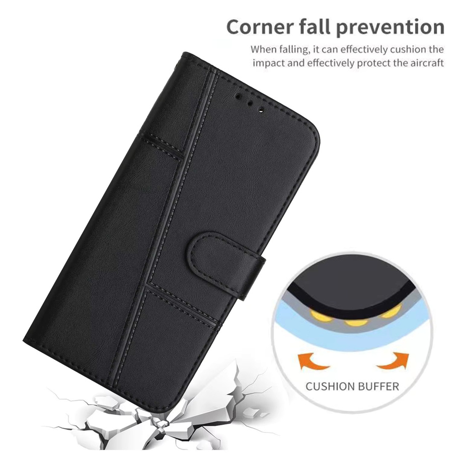 HKNR Leder Telefon Brieftasche Case für Samsung Galaxy S25 S24 S23 S22 S21 A14 A34 A54 A15 A35 A55 A06 A16 A26 A36 A56 Schutzhülle in Schwarz - Bild 4