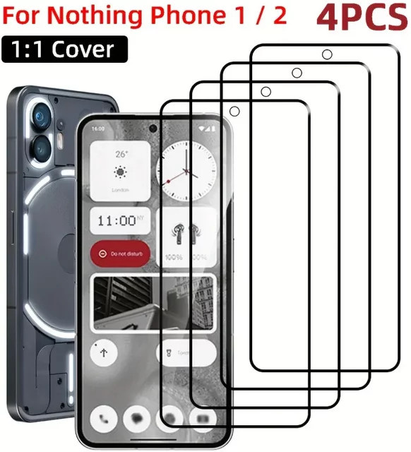 Set aus 2 bis 4 Displayschutzfolien aus gehärtetem Glas mit 9H-Härtegrad für Nothing Phone 1, Nothing Phone 2a und Nothing Phone 2a Plus in Transparent - Bild 1