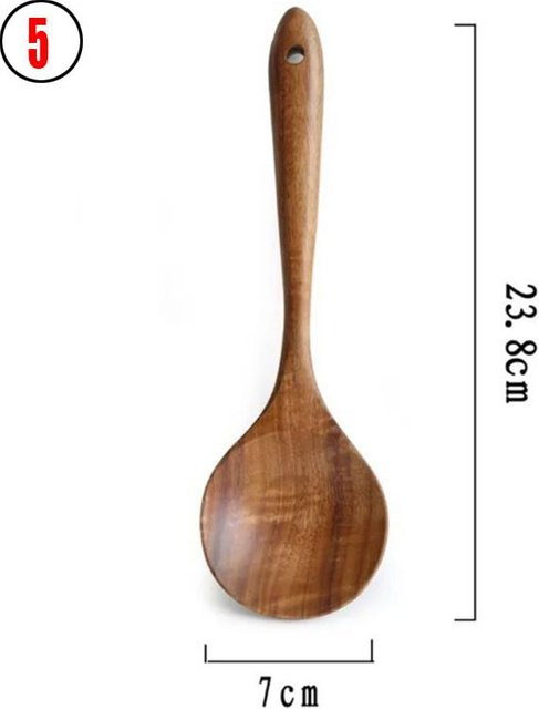 Yiran Furniture Servierlöffel aus Holz in Grau mit langem Griff, Länge: 35 cm - Bild 1
