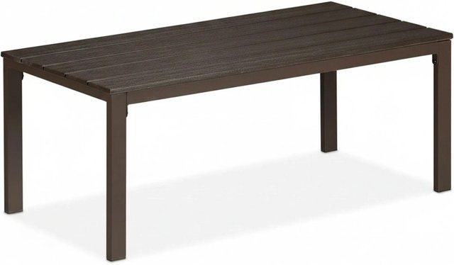 Relaxdays Gartentisch in Braun mit Holzoptik aus Kunststoff und Stahl, rechteckig und wetterfest, B/T/H: 98 x 39 x 48 cm - Bild 1
