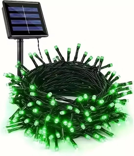 Solarbetriebene LED Lichterkette in Grün mit 8 Beleuchtungsmodi, wasserfeste Außendekoration für Garten, Party und Halloween - Bild 1