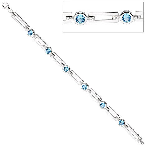Colfem Armband 925 Sterling Silber, Zirkonia hellblau und weiß, 19 cm, Unisex - Bild 1