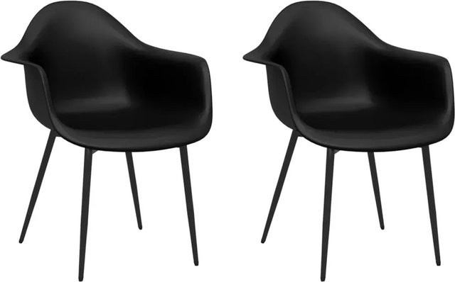 2er-Set vidaXL Esszimmerstühle aus Kunststoff und Metall in Schwarz Matt - Bild 1