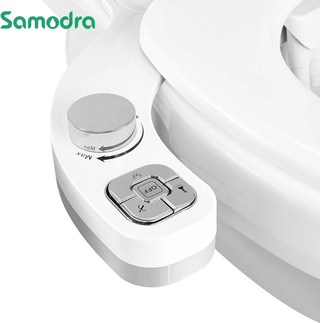 SAMODRA Bidet mit Knopf, nicht-elektrisch, weiß, selbstreinigendes Doppel-Düsen-System für Vor- und Rückwärtsreinigung zur Toilette - Bild 1