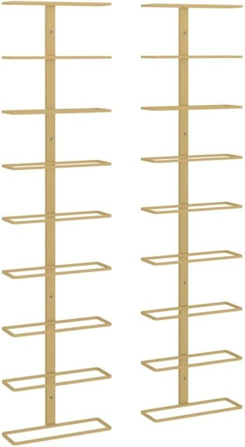 vidaXL Wand-Weinregale aus Eisen in Gold, 2er Set für 9 Flaschen - Bild 1