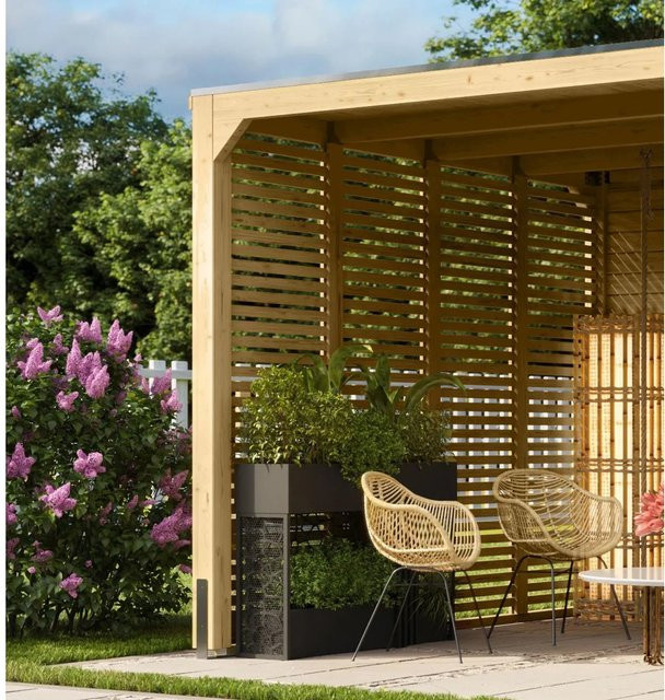 Karibu Lamellenwand aus Holz für Fyrkant Pavillon in Braun - Bild 1