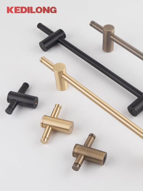 KEDLO Handtuchhalter und Schrankgriff aus massivem Messing in Gold, gebürstet - Bild 1