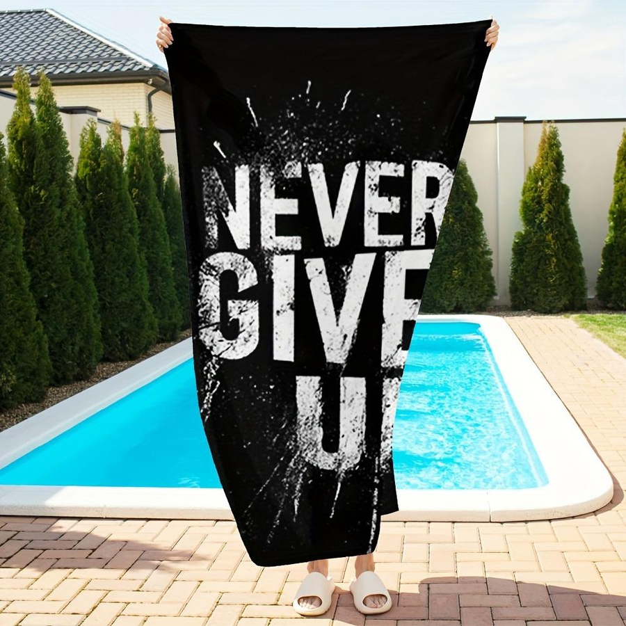 Ka Chen Muxi Strandtuch Schwarz Weiß mit Motivationsschreiben Aufdruck Schnelltrocknend B: 30 cm, H: 60 cm - Bild 5