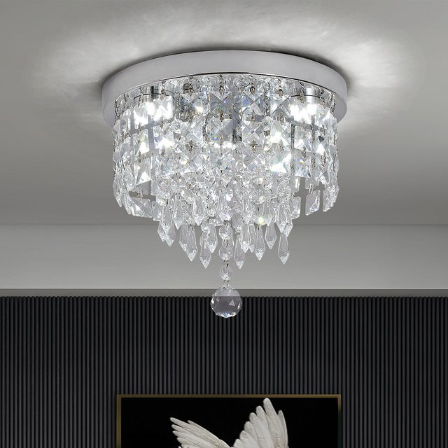 VETRULUS Moderne LED-Kristall-Deckenleuchte in Silber für Wohnzimmer, Schlafzimmer und Esszimmer - Bild 1