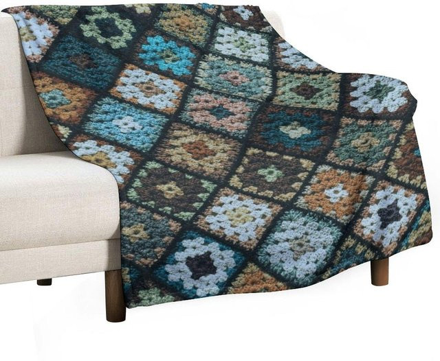 ZX Blanket Patchwork Tagesdecke aus Flanell in Blau und Multicolour, B/T: 259,4 x 193,3 cm - Bild 1