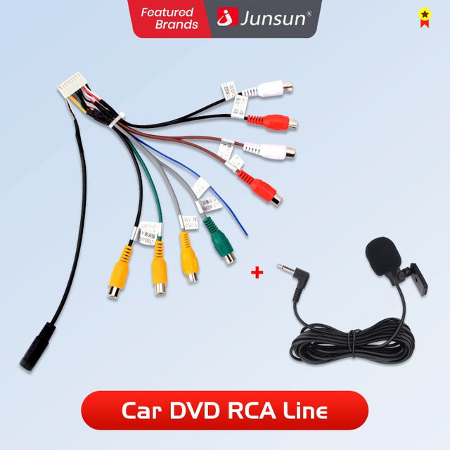 Junsun Auto Stereo Radio RCA Ausgang Aux-in Adapter Kabel mit MIC in Multicolor - Bild 1