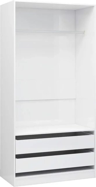 vidaXL Kleiderschrank Hochglanz Weiß mit integrierten Schubladen und Kleiderstange aus Holzwerkstoff B: 100 cm, T: 50 cm, H: 200 cm - Bild 1