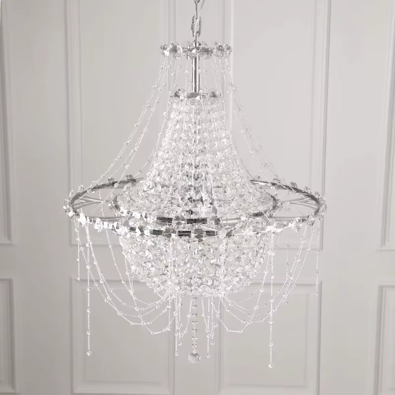 SaloEElaitte Kristall Kronleuchter Modern in Chrom und Transparent mit E14 Fassung für dein Wohnzimmer - Bild 4