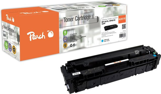 Peach HP 201 XC Toner XL Cyan, wiederaufbereitete Tonerkartusche für HP Color LaserJet Pro MFP M 277 dw und HP Color LaserJet Pro M 252 dw, ersetzt CF401X - Bild 1