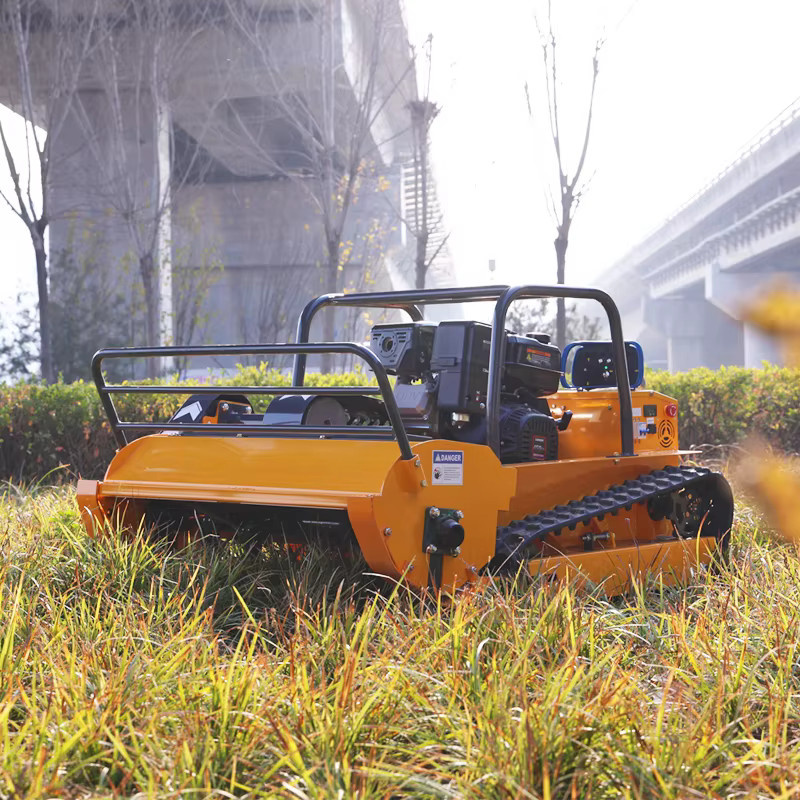AIWEIYA Ferngesteuerter Gras-Schneid- und Zerkleinerungsroboter Schlegelmäher in Orange für Obstgarten und Bauernhof - Bild 3