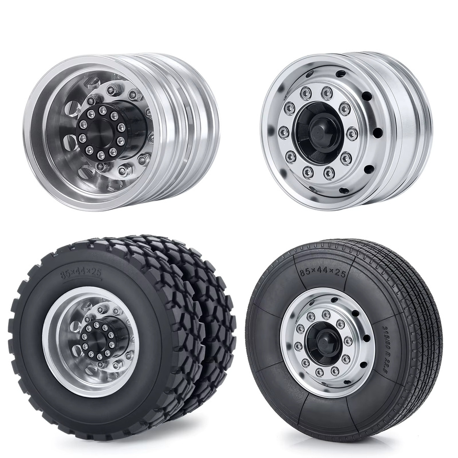TRINOOD Tamiya 6x6 Räder Reifen Set, 1:14, Metall, Gummi, Zubehör - Bild 4
