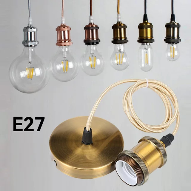 Vintage E27 Hängelampenhalter-Set aus Kupfer und Metall im Industrial-Design - Bild 1