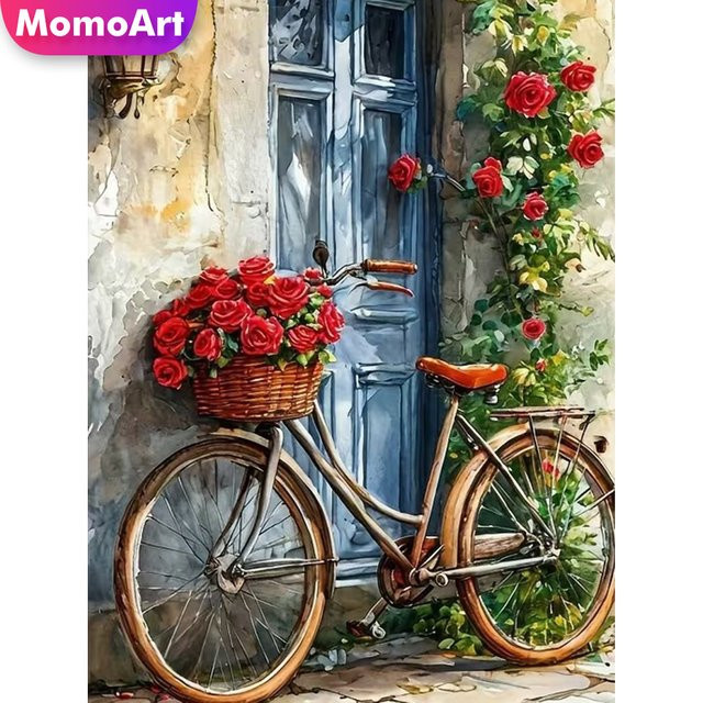 Momoart Diamant-Mosaik DIY Set mit Blumenmuster für Erwachsene, Rund, Mehrfarbig - Bild 1