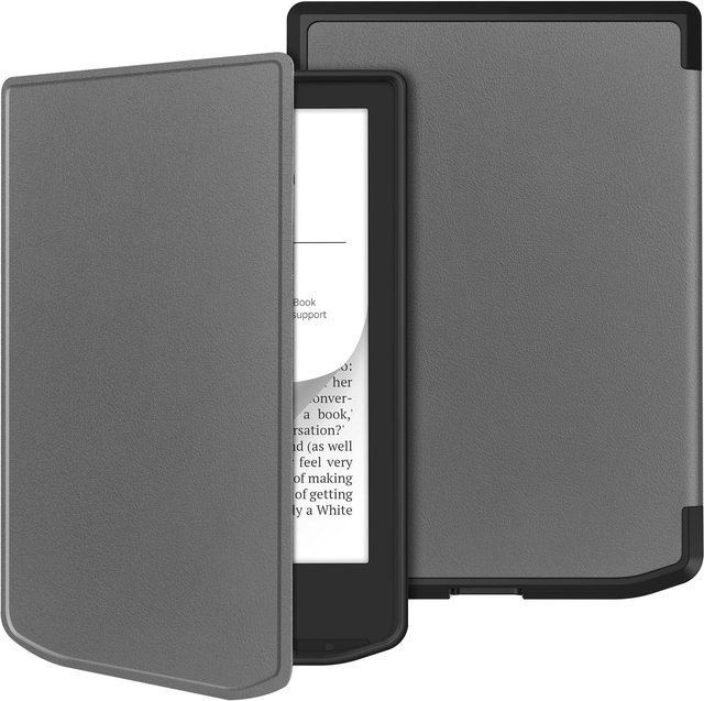 E-Book Hülle aus PU-Leder für Pocketbook Verse PB629 und PB634 Lite, 6 Zoll Smart Cover mit Magnetismus und Ständerfunktion, Grau - Bild 1