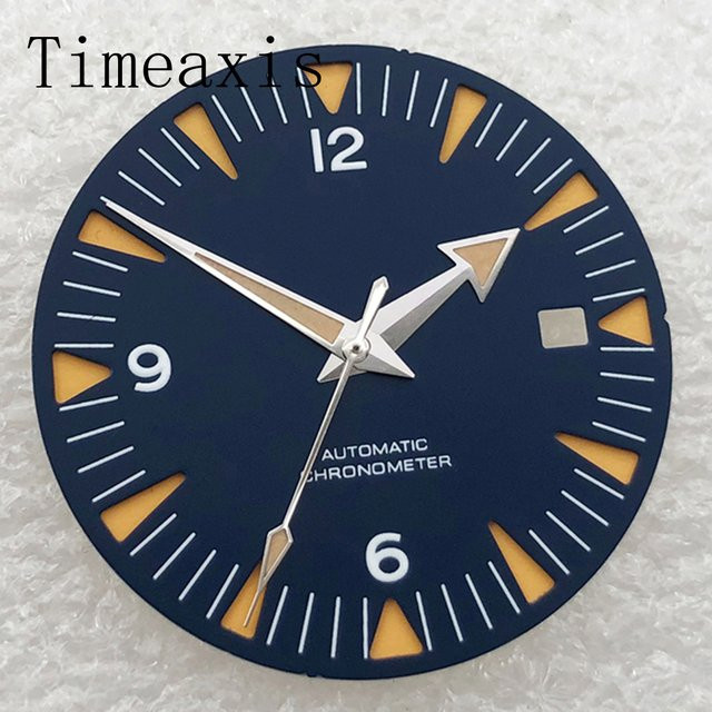 Timeaxis Zifferblatt und Zeiger, 31 mm, Blau Schwarz, passend für NH35 NH36 ETA2836 Miyota8205/8215/821A Mingzhu2813/3804 Uhrwerk - Bild 1
