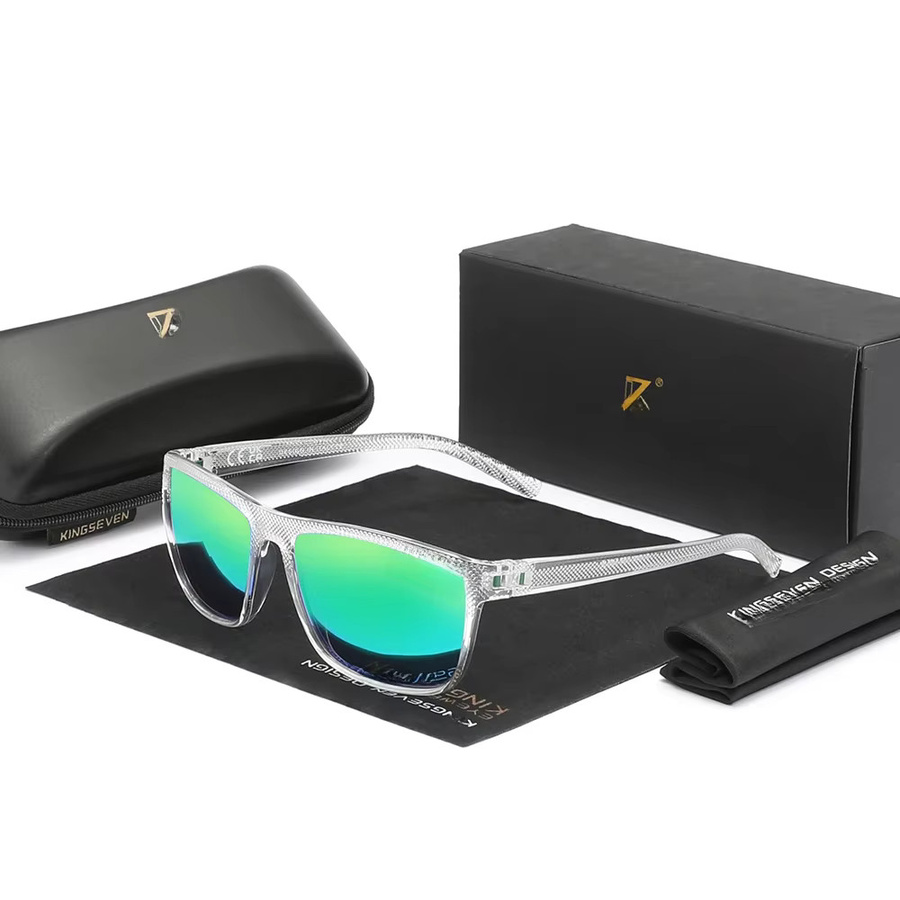 KINGSEVEN Sonnenbrille, Vollrand, rechteckig, grün, polarisiert, Herren - Bild 3