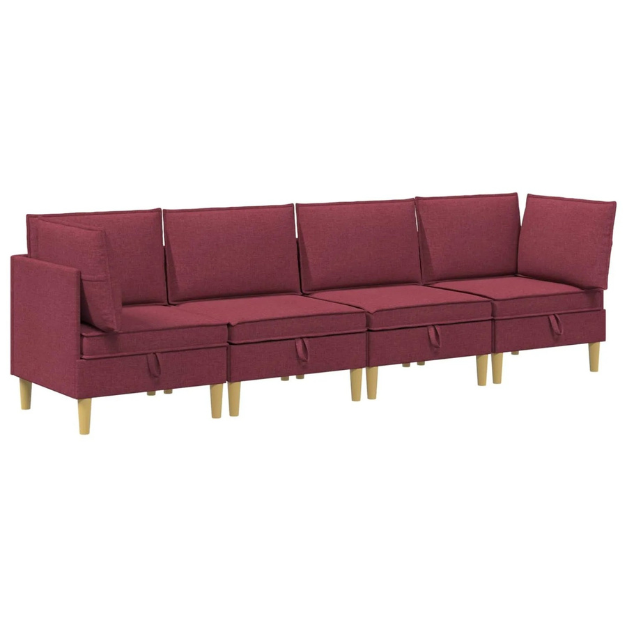 vidaXL Wohnzimmergarnitur in U-Form aus Stoff in Weinrot mit Ecksofas, Mittelsofas und Kissen - Bild 2