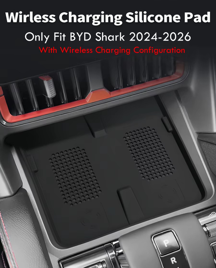 ZOCI Silikon Schutzmatte für die Mittelkonsole und das kabellose Laden des BYD Shark 6, Schwarz - Bild 2