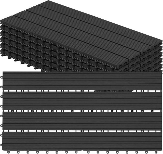 WOLTU WPC Terrassendielen Holz-Optik Anthrazit, 6 Stück pro 1 m², B/H: 30 x 60 cm - Bild 1