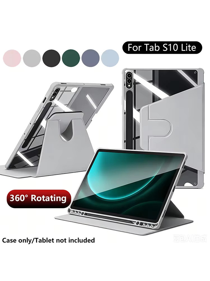 Transparente 360 Grad drehbare Acryl Schutzhülle für Samsung Galaxy Tab S10 Lite 2025 SM-X400 SM-X406B mit S Pen Halterung und Auto Schlaf Wach Funktion in Purple - Bild 4