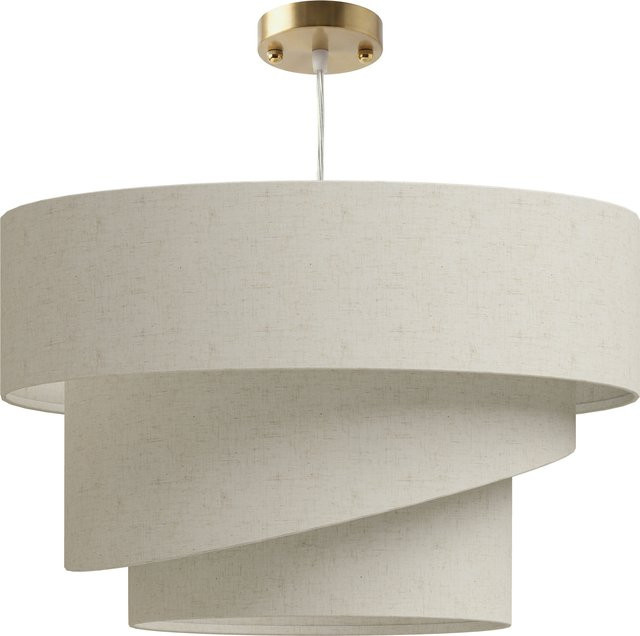 HOMCOM Pendelleuchte mit 3 Leinenschirmen in Beige und Gold, moderne Deckenlampe höhenverstellbar für Wohnzimmer, Schlafzimmer, Esszimmer oder Küche - Bild 1