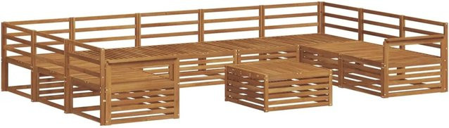 vidaXL Sofagarnitur 10-teilig aus Massivholz Akazie in Natur Braun mit modernem U-Shape Design - Bild 1