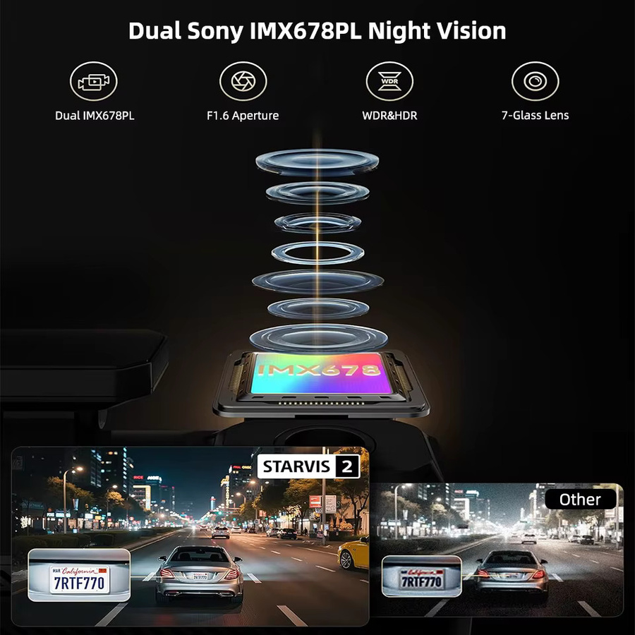 ACCEO 4K Dashcam mit integriertem GPS und WLAN, inklusive 1080P Rückfahrkamera, 24H Parkmodus und Nachtsicht, Farbe: Schwarz - Bild 3