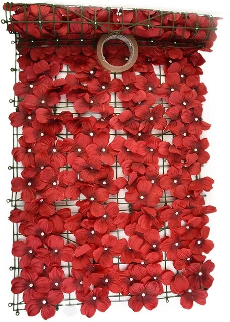Künstliche Kirschblüten Hecke als Sichtschutz für Garten und Hochzeit, Farbe: Pink und Rot, B: 100 cm, H: 50 cm - Bild 1