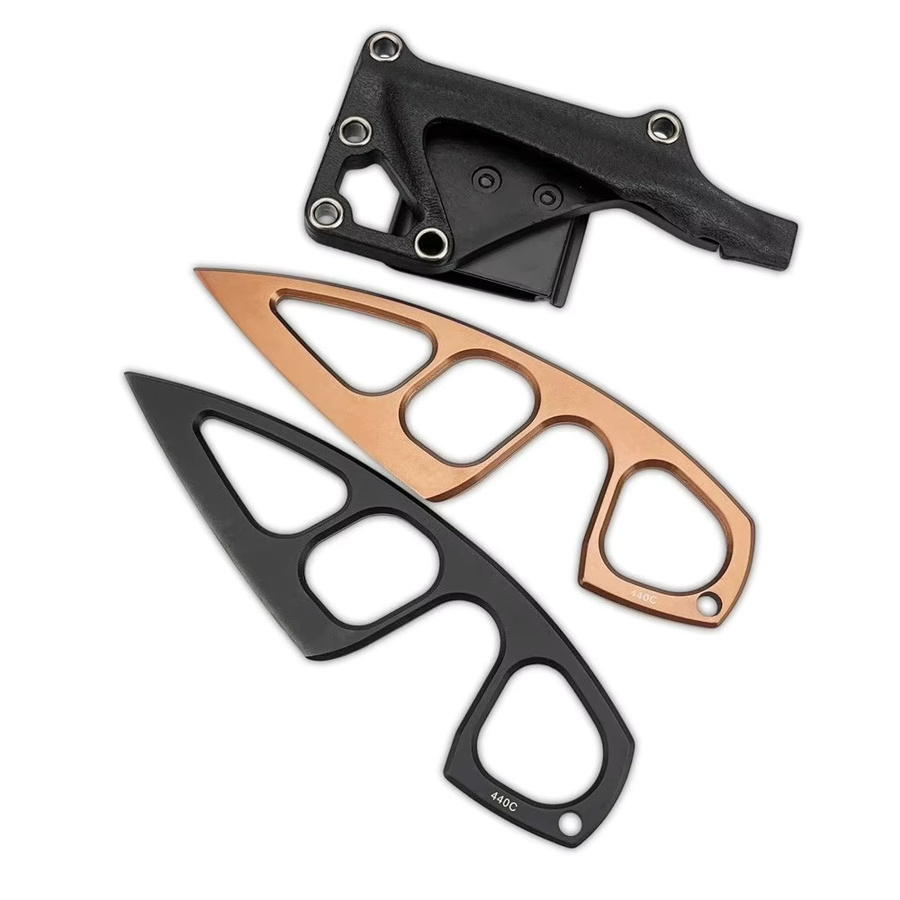Multifunktions Outdoor-Messer mit fester Klinge und Scheide, 2,4 Zoll tragbares Alltagsmesser in Braun und Multicolour aus Stahl - Bild 1