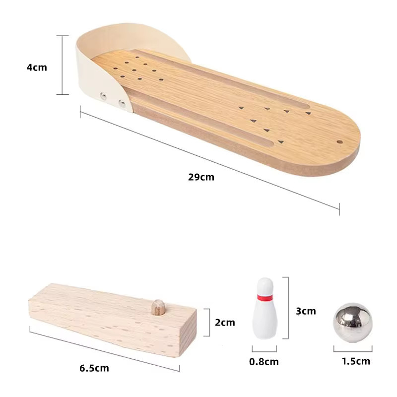 Meade Tisch-Mini-Bowlingspielset, Holz, Bunt / Mehrfarbig - Bild 3