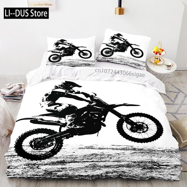 Motorrad Bettwäsche Set 3D Anime Design Wild Race Bettbezug für Kinder und Erwachsene, B/H: 135 x 200 cm - Bild 1