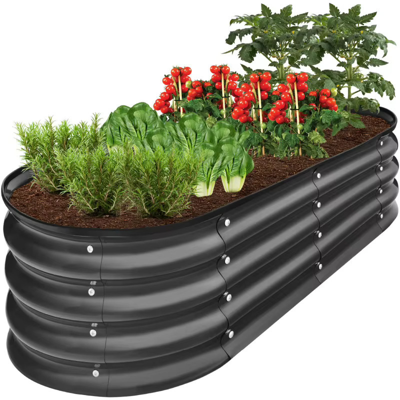 Ovales Gartenbeet aus verzinktem Stahl in Mehrfarbig und Beige, Metall-Pflanzkasten für den Gemüseanbau - Bild 4