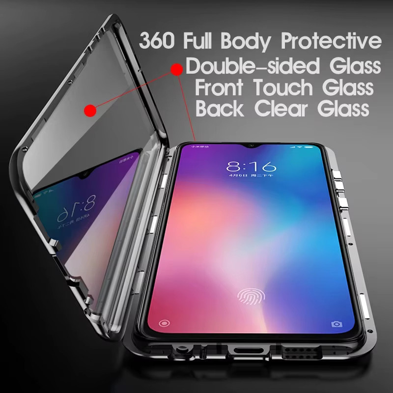Magnetische Metall-Handyhülle mit doppelseitigem Glas-Stoßschutz für Samsung S25 Ultra, S24 Ultra Plus, S23, S22 und A55 in Blau - Bild 3
