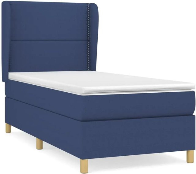 vidaXL Boxspringbett mit Matratze Blau, Hybridbett mit Taschenfederkern, B/T: 100 x 200 cm - Bild 1