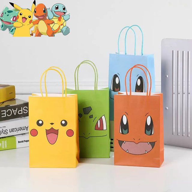 4er Set Pokemon Pikachu Geschenktüten aus Papier für Party und Events von TAKARA TOMY - Bild 1