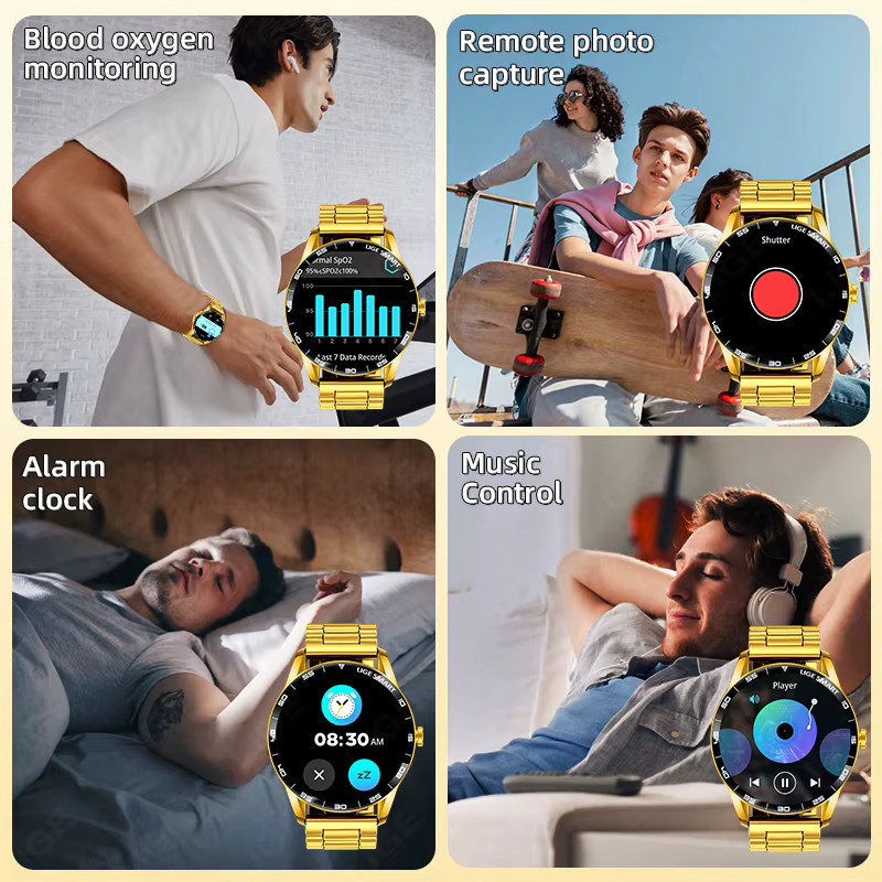 LIGE Smartwatch, Edelstahl, Gold, Schwarz, Herren - Bild 4