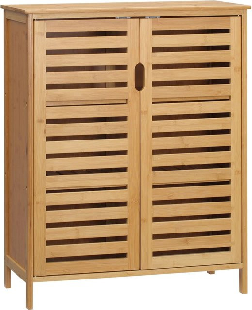 Kleankin Badezimmerschrank aus Bambus in Naturholz mit Lamellen-Design, B/T/H: 32 x 68 x 86 cm - Bild 1