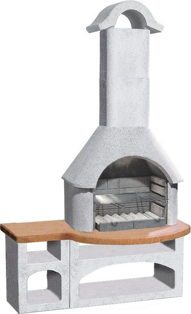 Buschbeck Gartengrillkamin Bozen Holzkohlegrill in Weiß - Bild 1