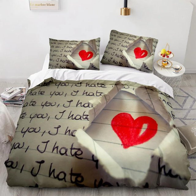 Bettwäscheset Queen Herzförmiges Design aus Polyester in Weiß, 3-teilig, B/H: 150 x 200 cm - Bild 1