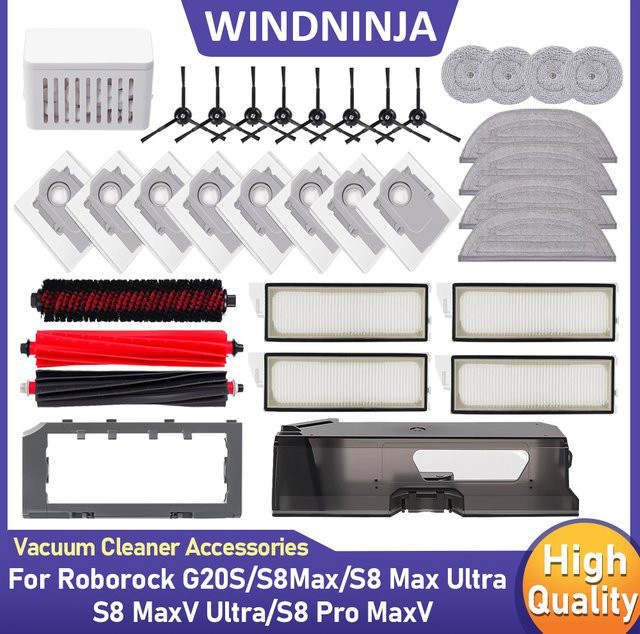 Roborock Ersatzset mit Mopp-Tuch, Staubbeutel und Pinsel-Filter für S8 Max Ultra, S8 MaxV Ultra und G20S Roboterstaubsauger Zubehör - Bild 1