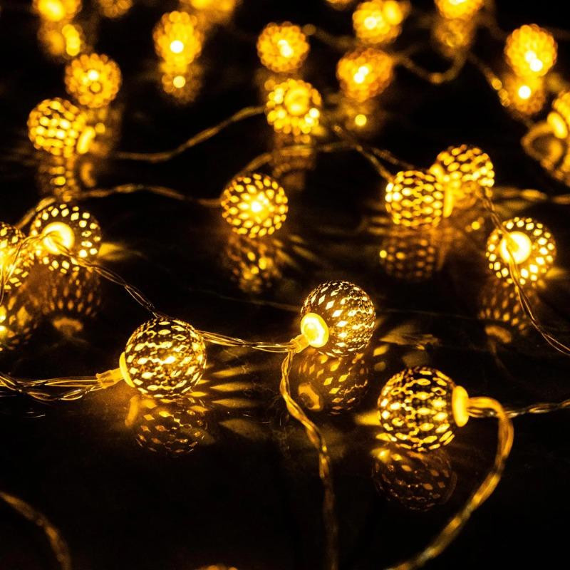 MIMIRGB Marokkanische Solar-Lichterkette mit 40 bunten LED-Globes für den Außenbereich, Multicolor, 6 m - Bild 4