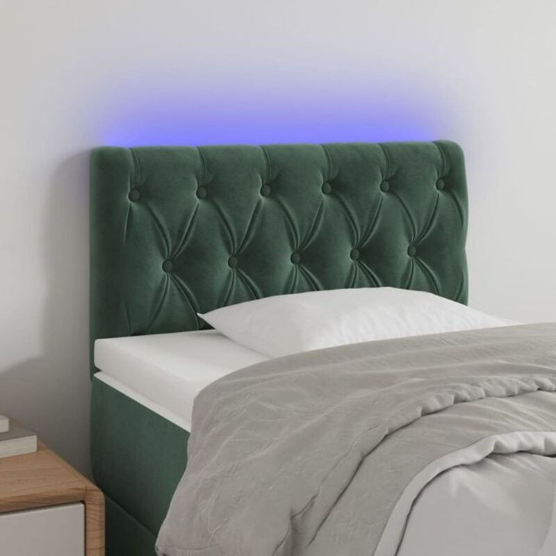 LED Kopfteil Vidaxl aus Samt in Dunkelgrün, B/H: 80 x 78/88 cm - Bild 1