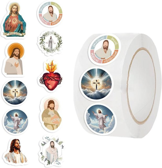 500 Stück Religiöse Jesus Aufkleber von Binchi Outdoor Product in Multicolour aus PVC für Laptops, Handys und Skateboards - Bild 1