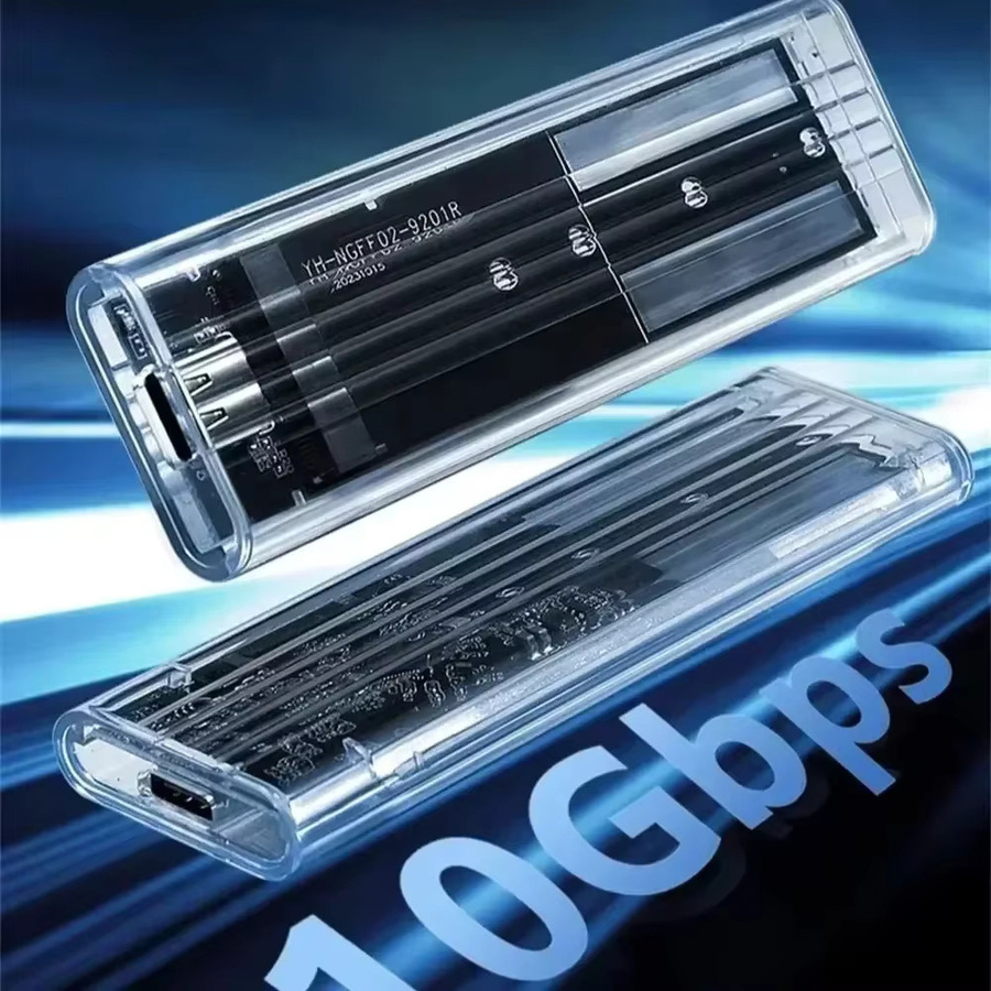 Kebidu M.2 NVMe PCIe SSD externes Gehäuse Transparent mit USB Typ C 10 Gbit/s für M.2 NGFF SATA Protokoll - Bild 2
